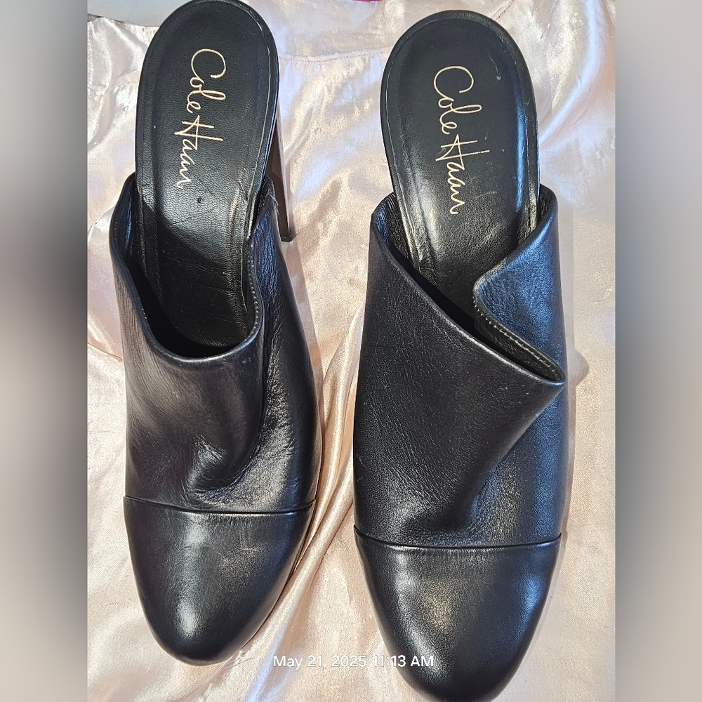 Cole Haan Black Leather Slip-On Shoes